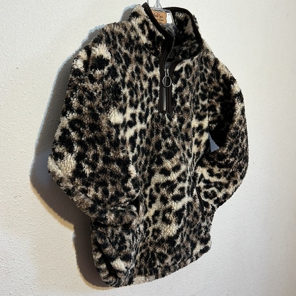 Cuddly Sherpa Girls Leopard Print Hoodie Size 7/8 - Picture 4 of 11